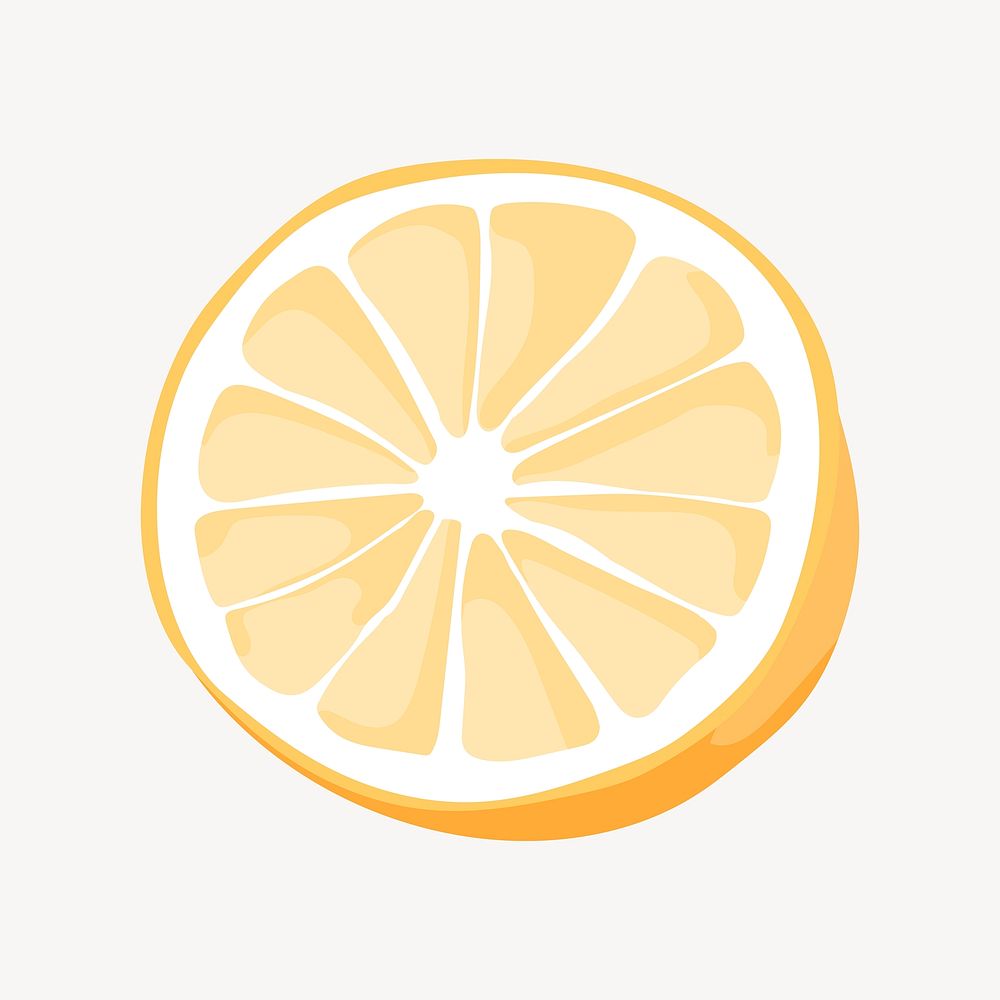 Lemon slice citrus illustration collage element vector