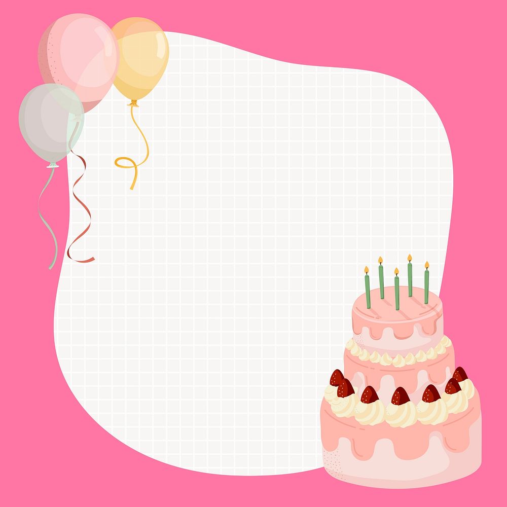 Birthday cake pink  frame background