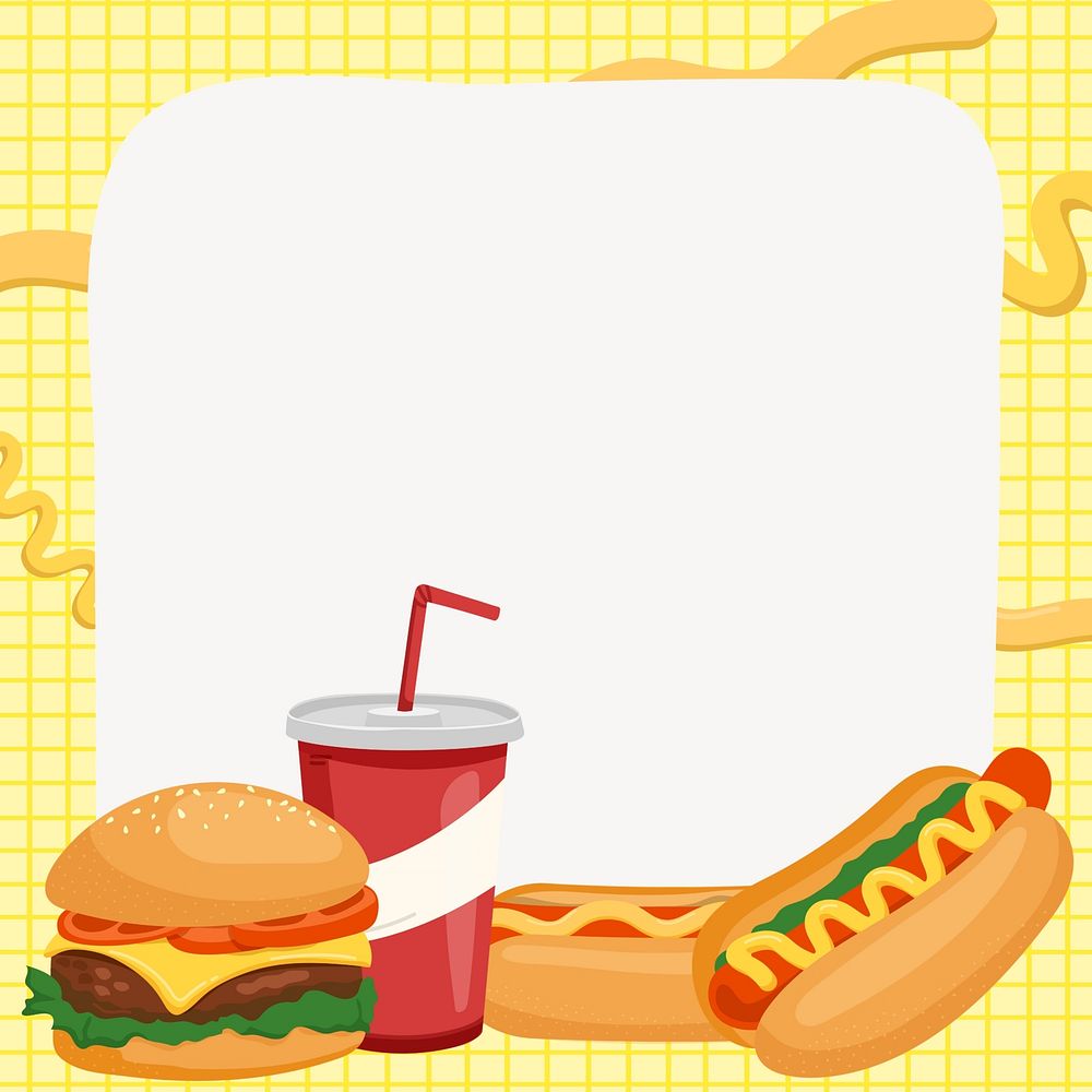 Fast food restaurant frame background, notepaper illustration