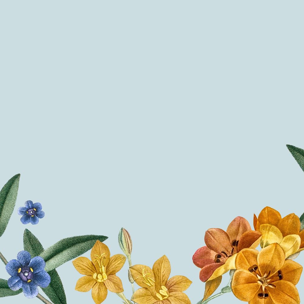 Floral border background, blue design