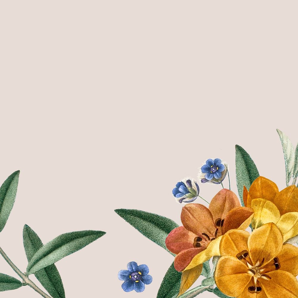 Floral border background, beige design