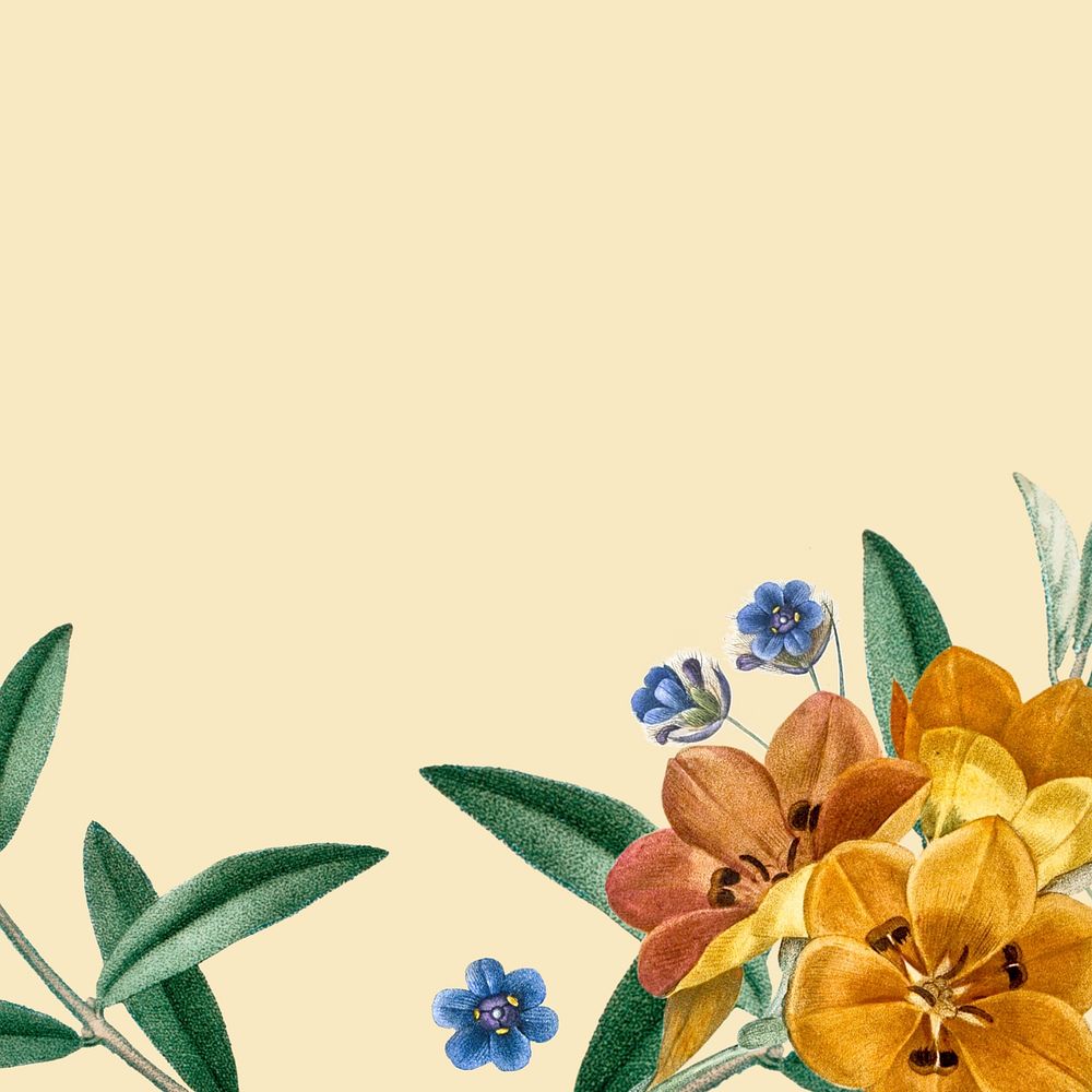 Floral border background, yellow design
