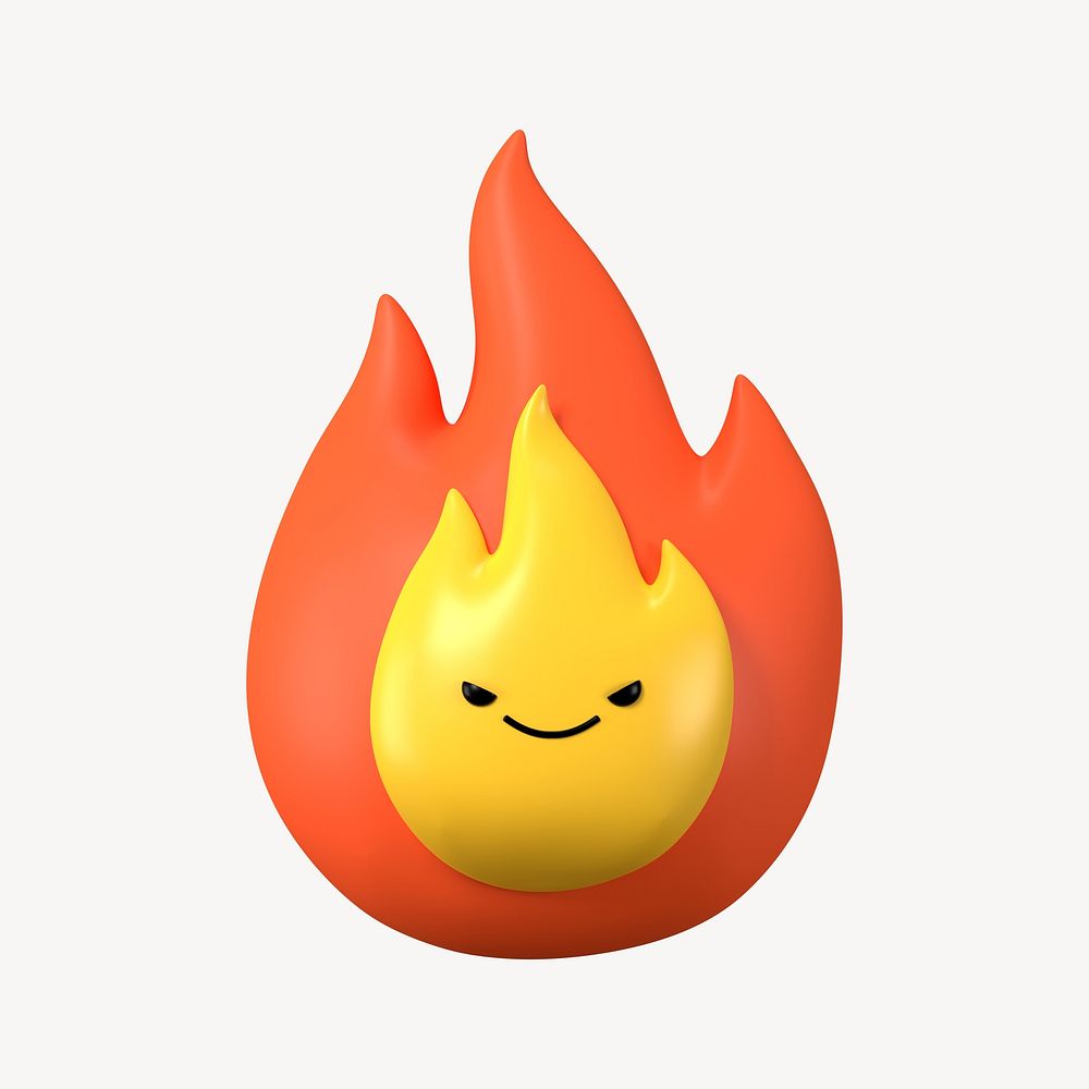 3D evil face flame, emoticon illustration