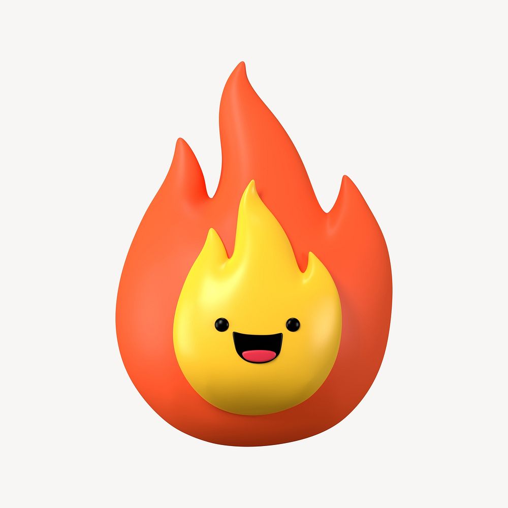 3D happy fire, emoticon illustration | Free Photo - rawpixel