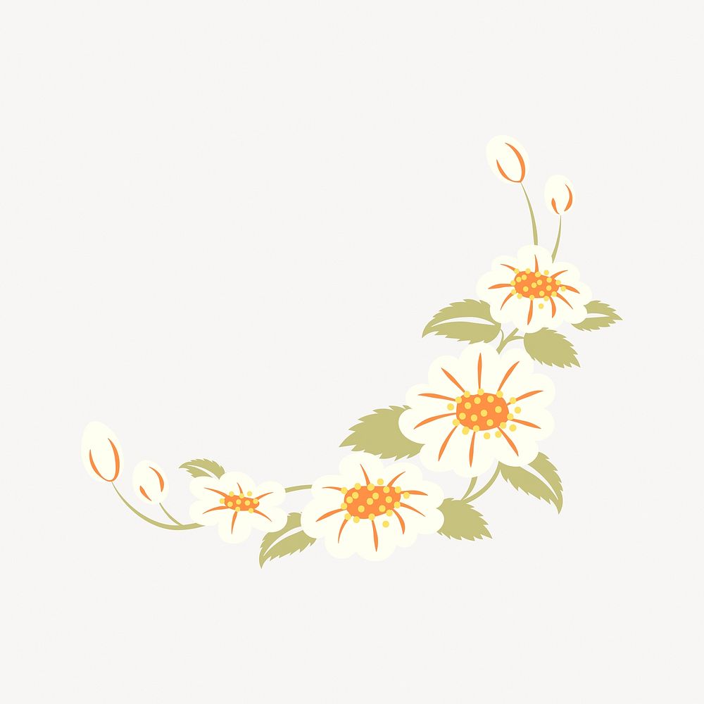 Flower border illustration, cute spring frame vector