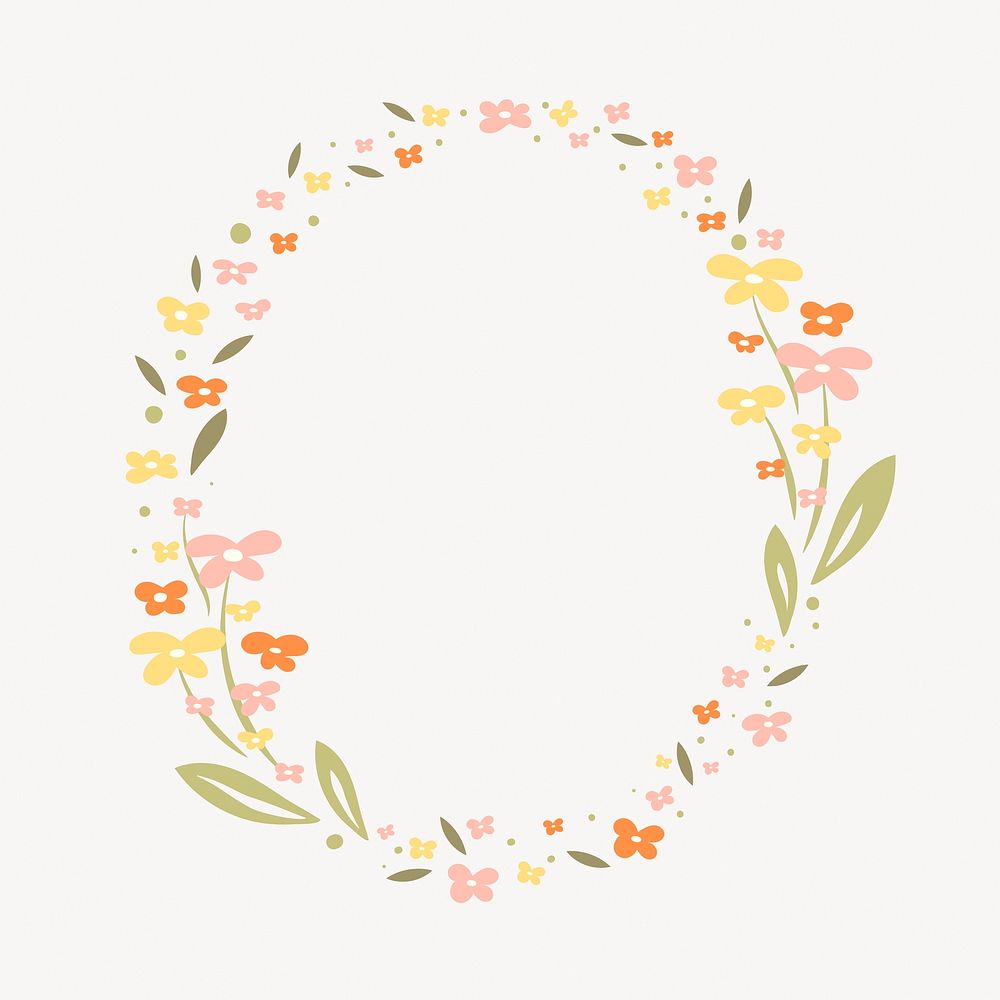Pastel flower frame, vector, flat design illustration
