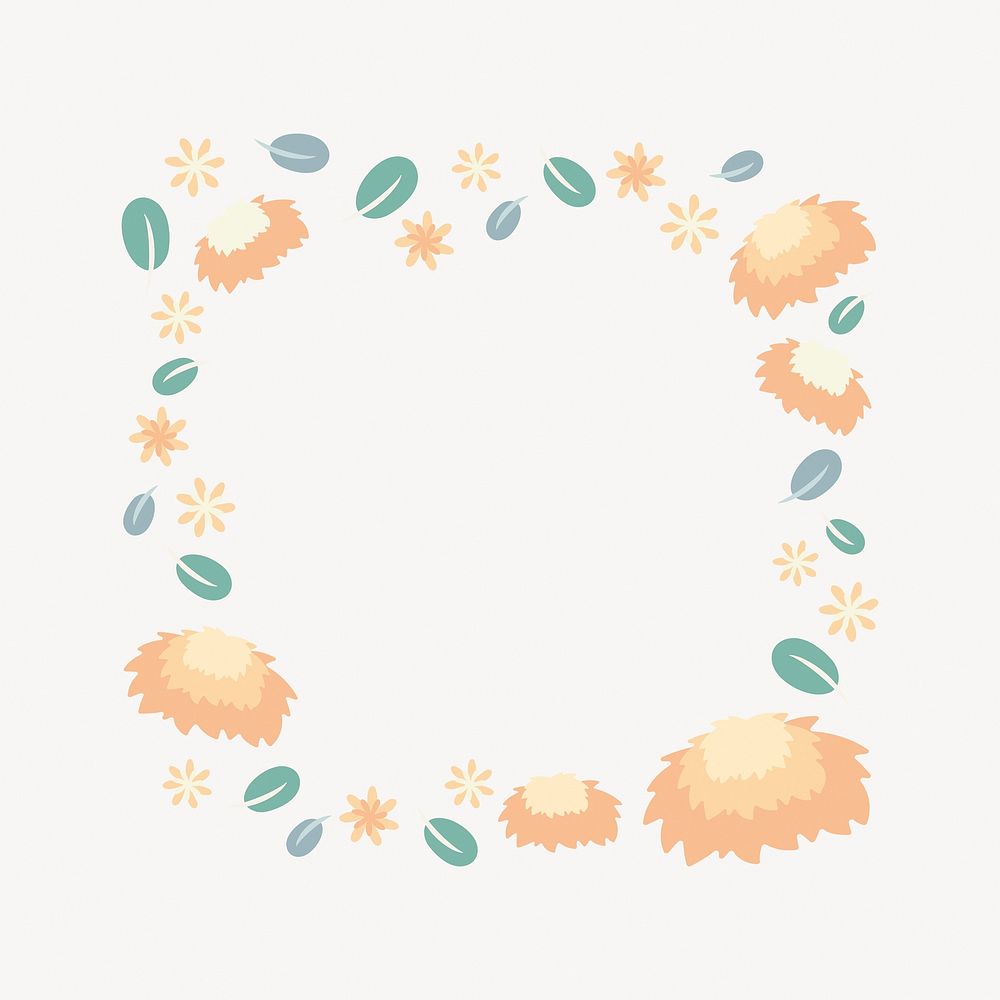 Pastel flower frame, vector, cute illustration