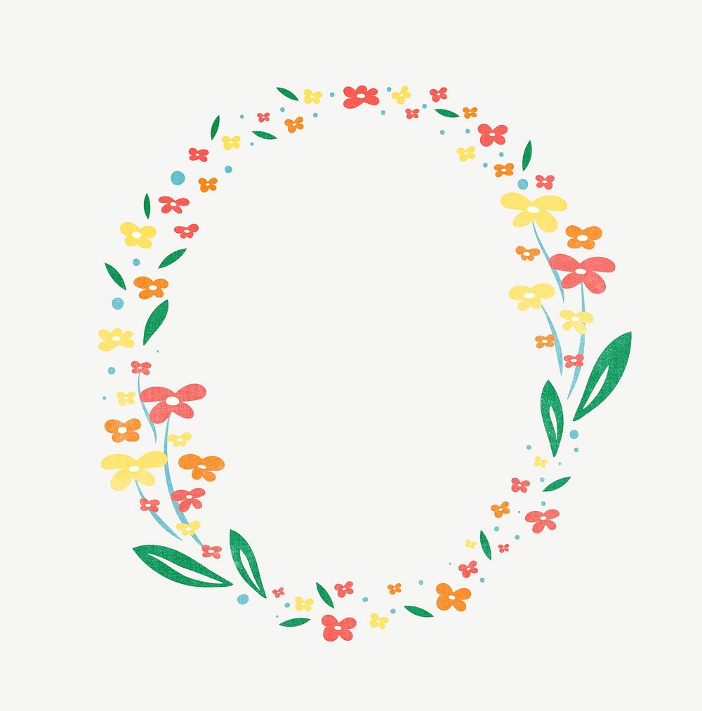 Oval flower border psd, collage element