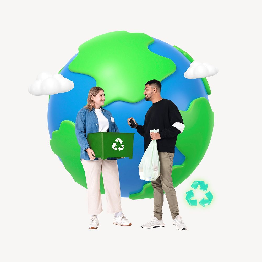 Eco waste management collage, white design