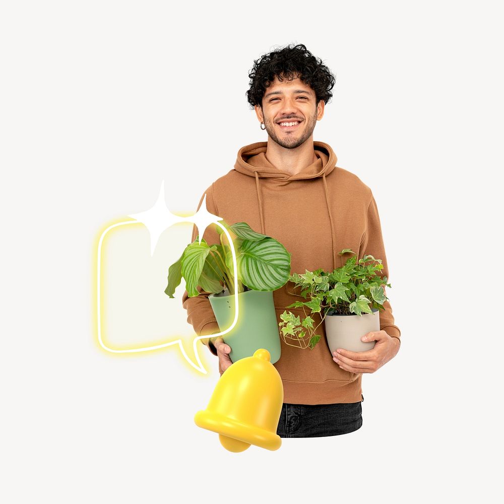 Online plant business collage, white design