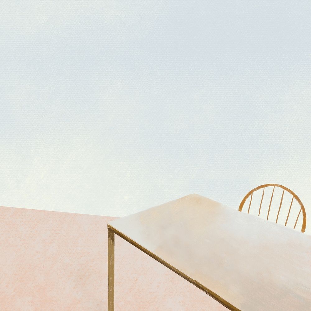 Brown table, simple room illustration