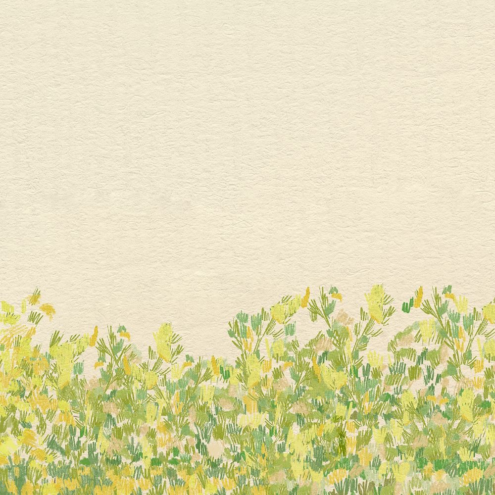 Spring plant bush, border illustration