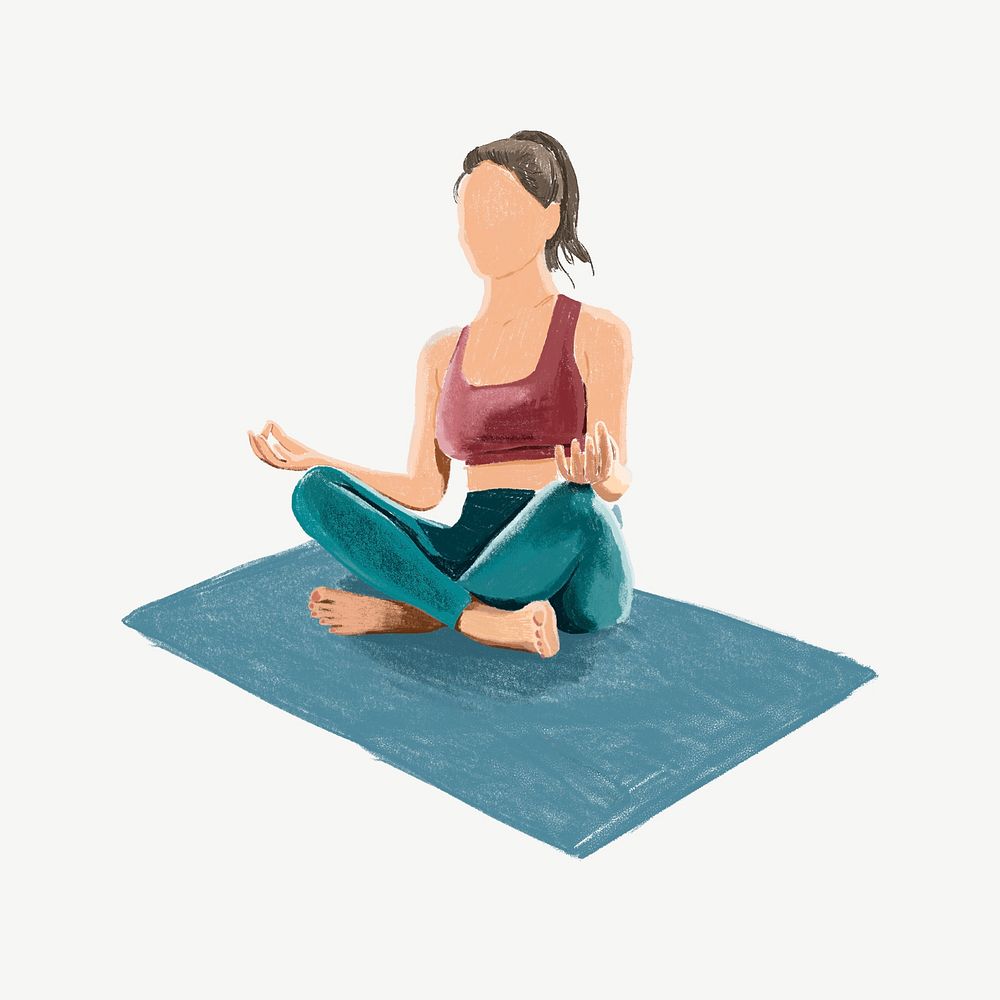Relaxing yoga woman illustration, collage element psd