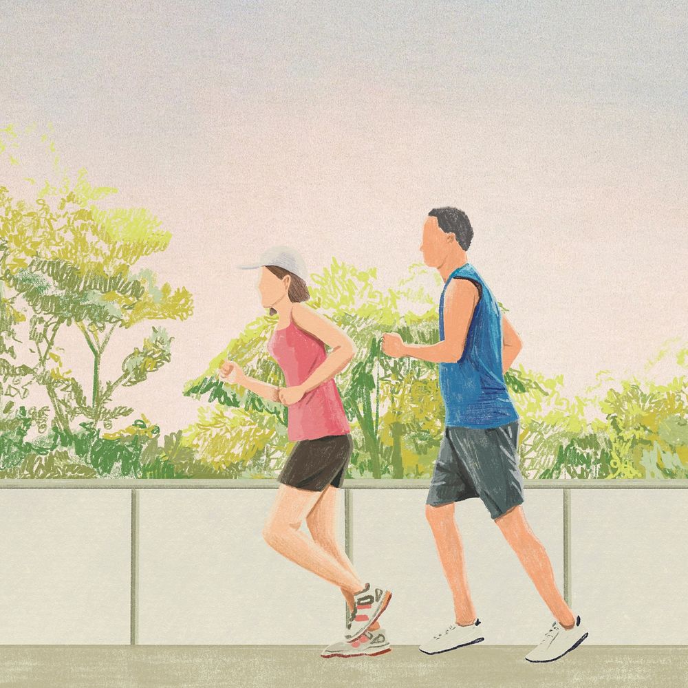 Running at park, exercise illustration
