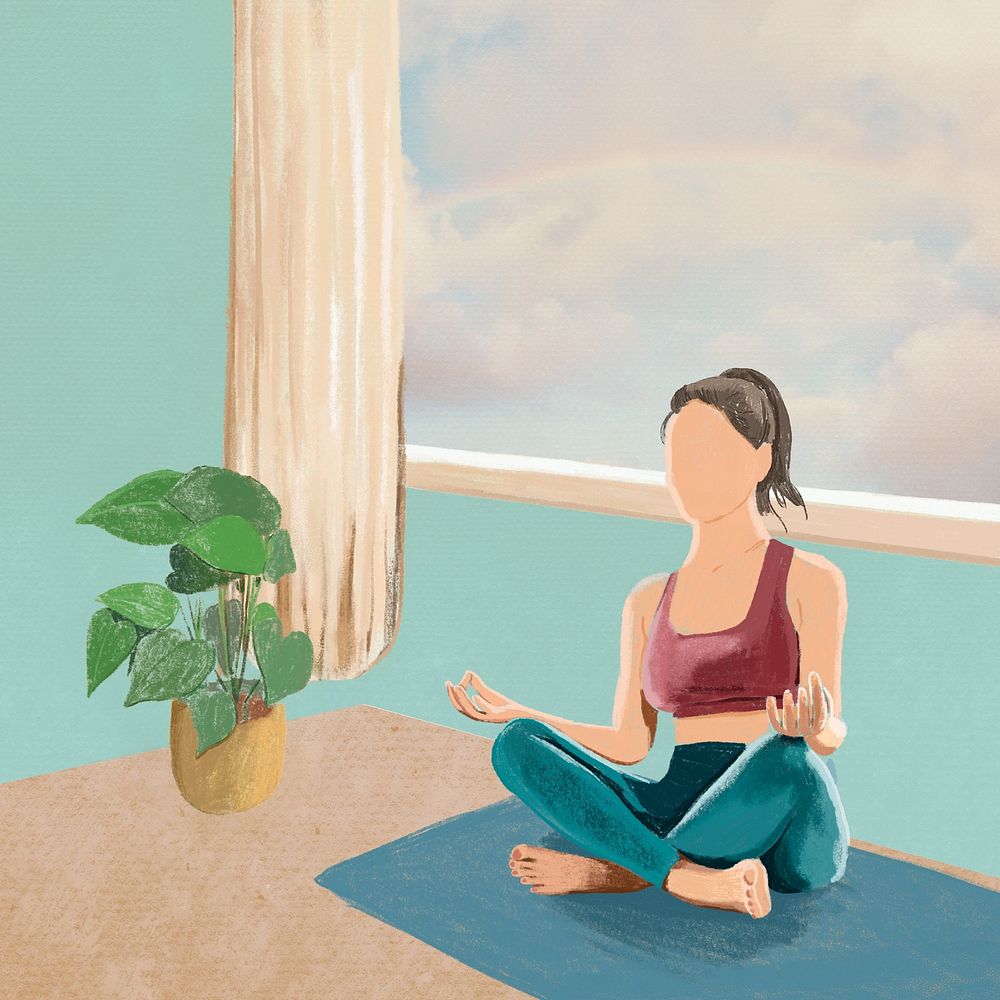 Woman doing yoga, simple illustration