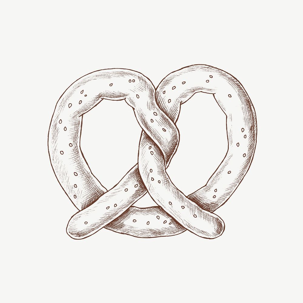 Pretzel vintage illustration, design element psd