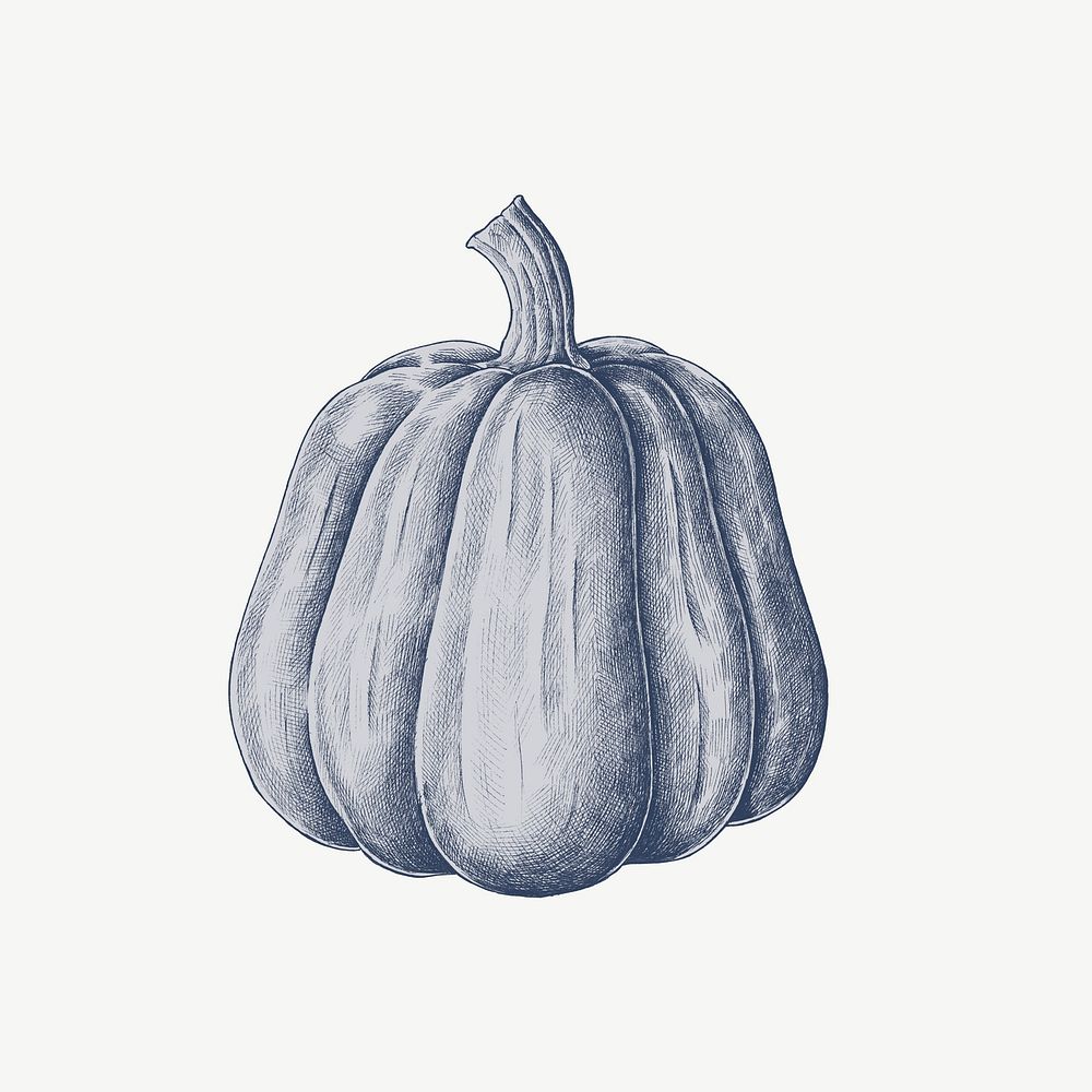 Pumpkin blue illustration, collage element psd