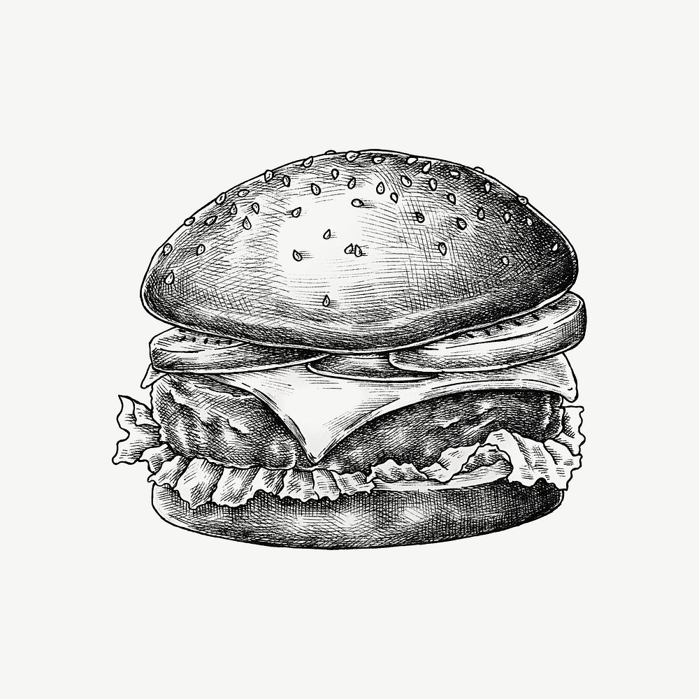 Burger vintage illustration, collage element | Premium PSD Illustration ...