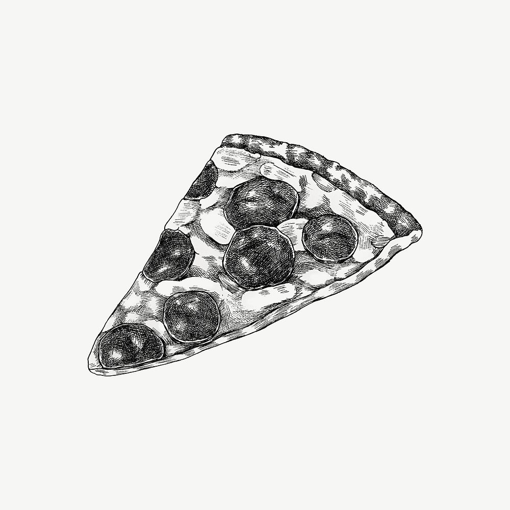 Pizza vintage illustration, collage element psd