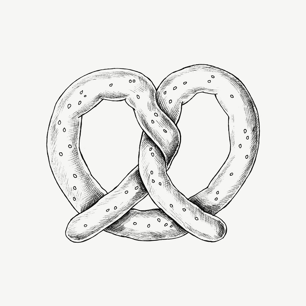 Pretzel vintage illustration, design element psd