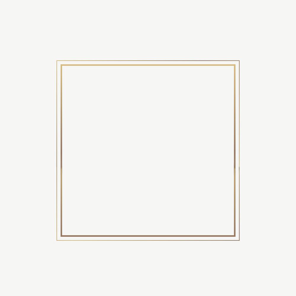 Simple golden square frame, collage element psd