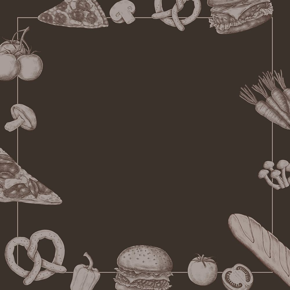 Food vintage illustration on brown