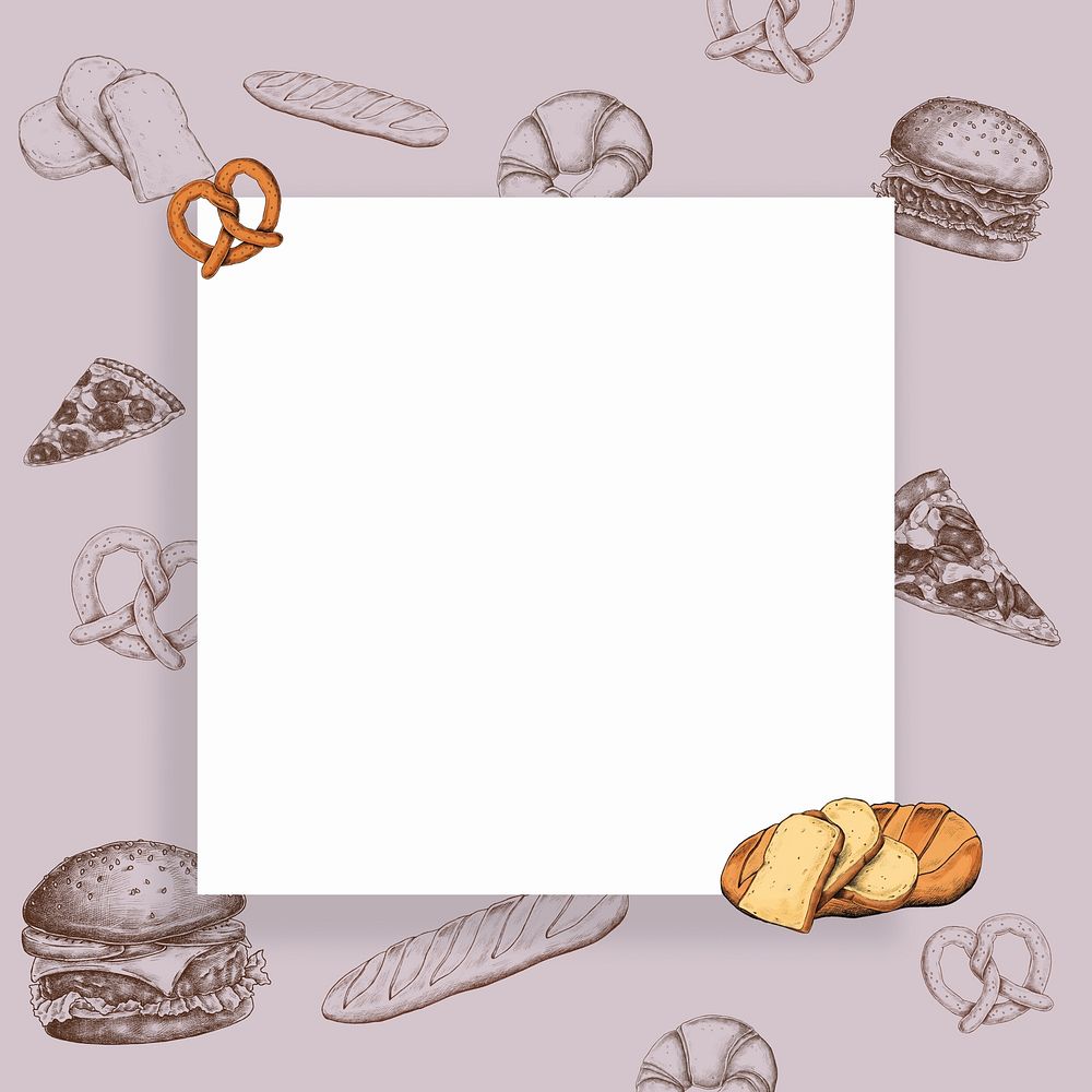 White square on food vintage illustration