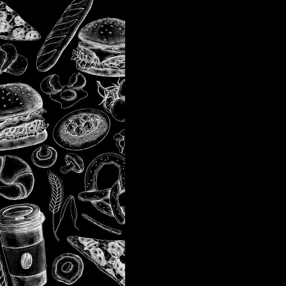 Food vintage illustration, black and white design