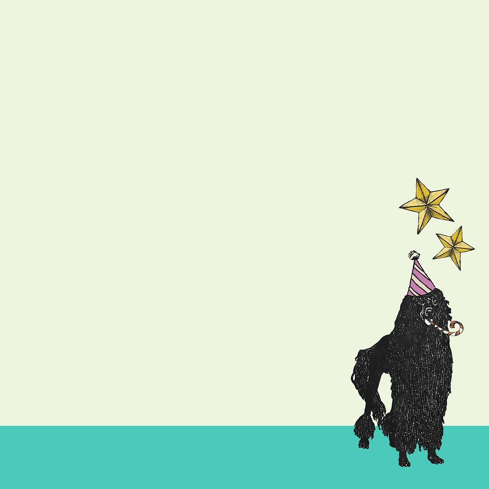 Birthday dog border background, green design