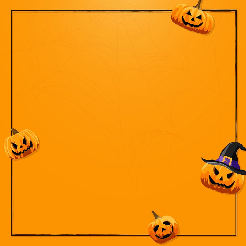 Halloween pumpkin frame background, orange design