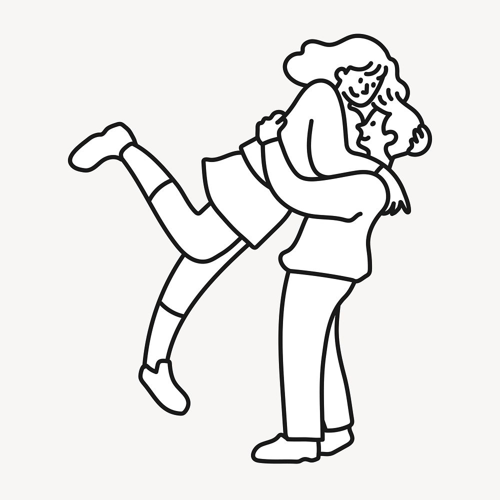 Doodle couple holding illustration vector