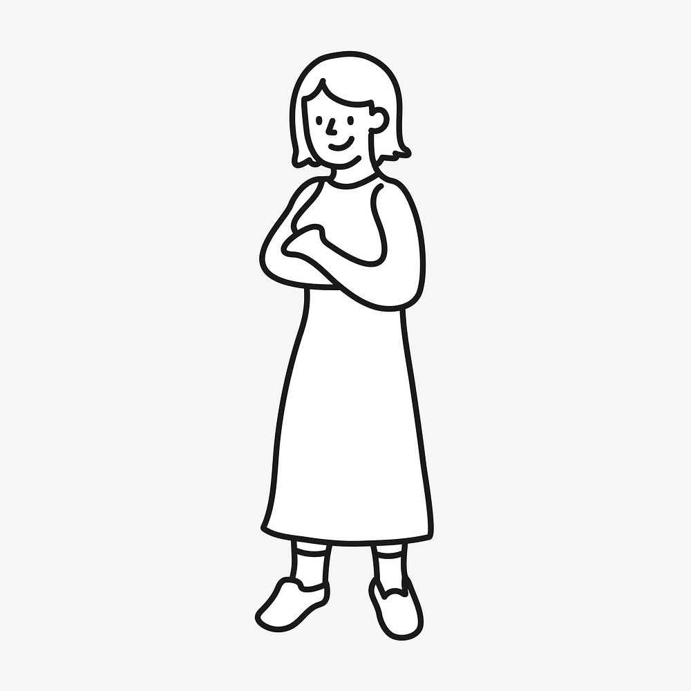 Doodle woman crossed arms illustration vector