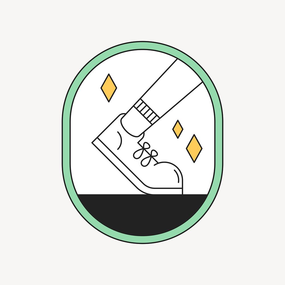 Running sneaker logo badge, line art design vector