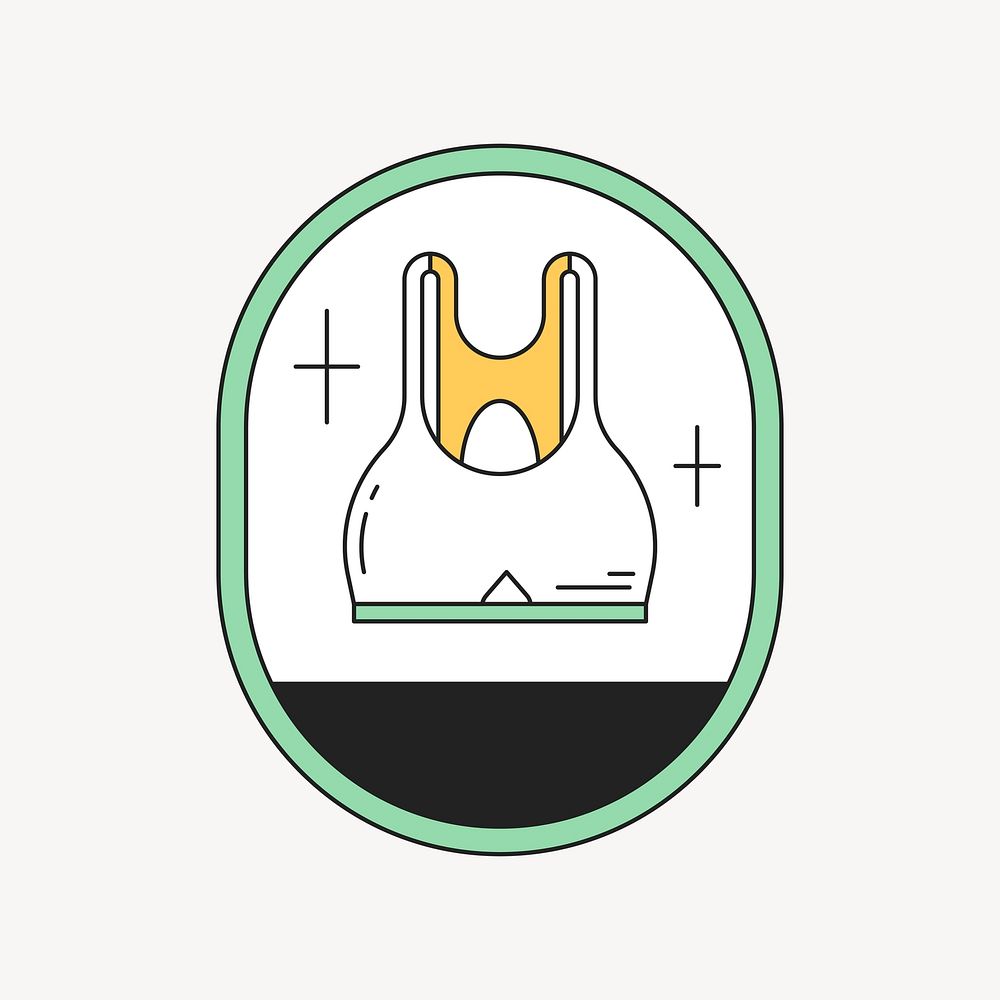 Sports bra logo badge, line art design vector