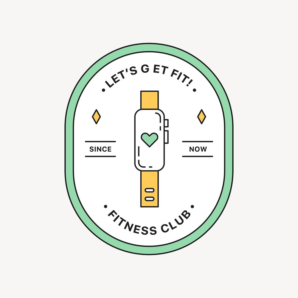 Fitness club logo badge, line art design vector