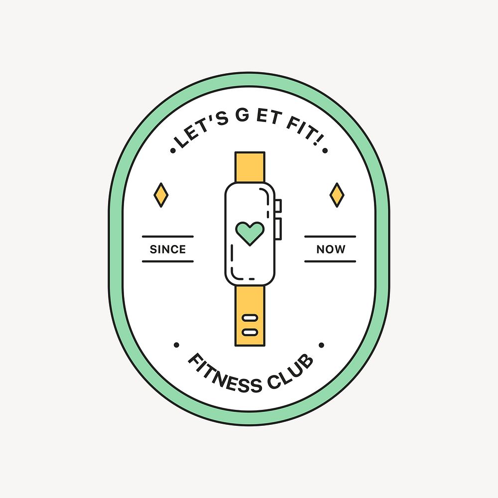 Fitness club logo badge, line art design psd