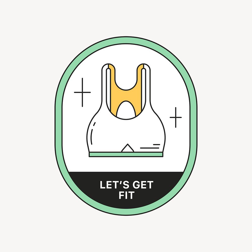 Let's get fit logo badge, line art design psd
