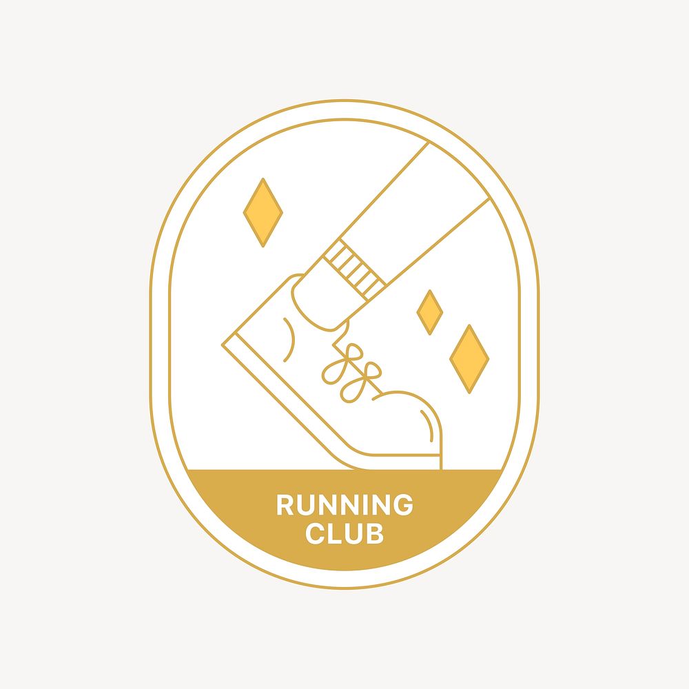 Running club logo badge, gold line art design psd