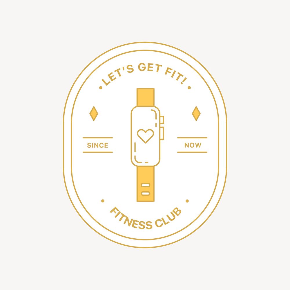 Fitness club logo badge, line art design psd