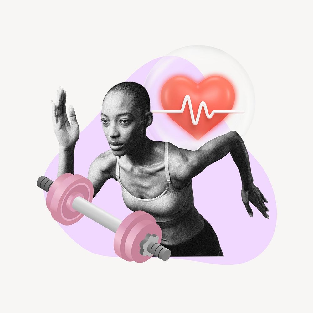 Running black woman, exercise 3D remix