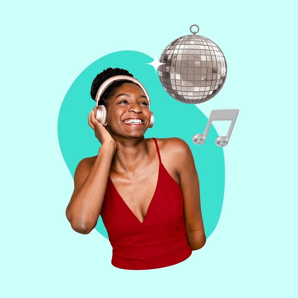Black woman and disco dance, 3D remix