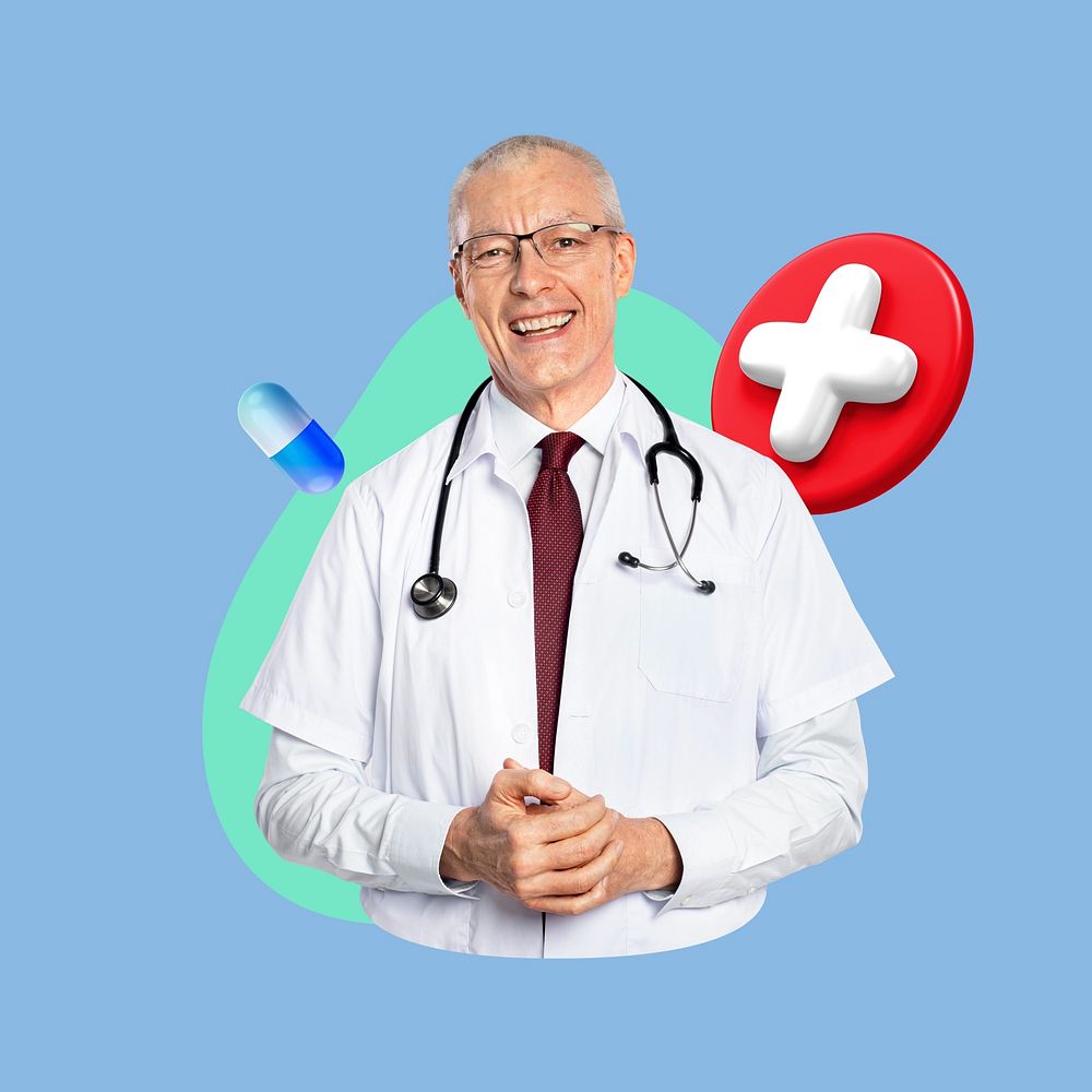 Senior doctor, healthcare 3D remix