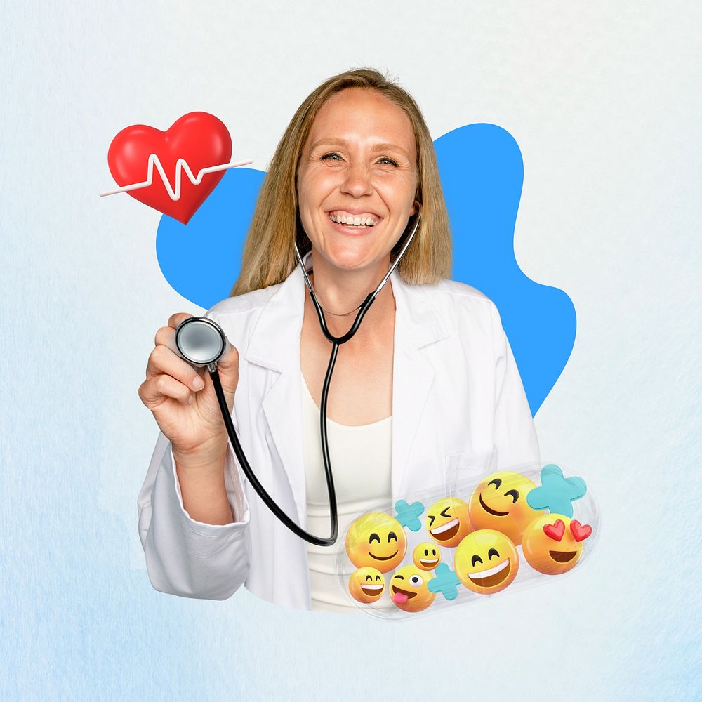 Female doctor, smile, healthcare 3D remix
