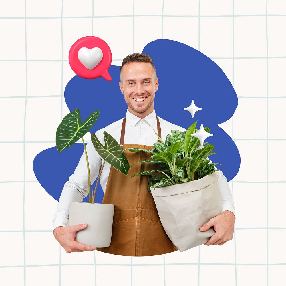 Man and plant, small business 3D remix