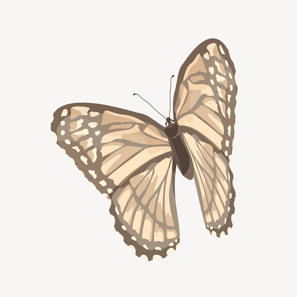 Aesthetic beige butterfly illustration vector