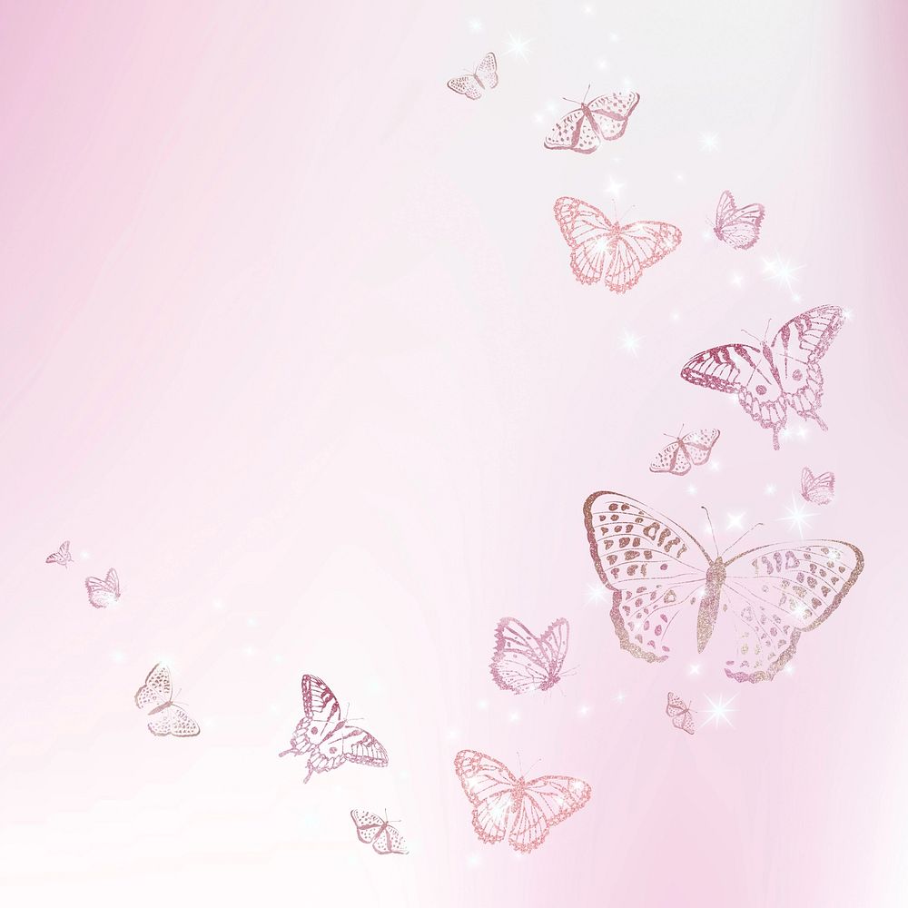 Feminine pink butterfly illustration background