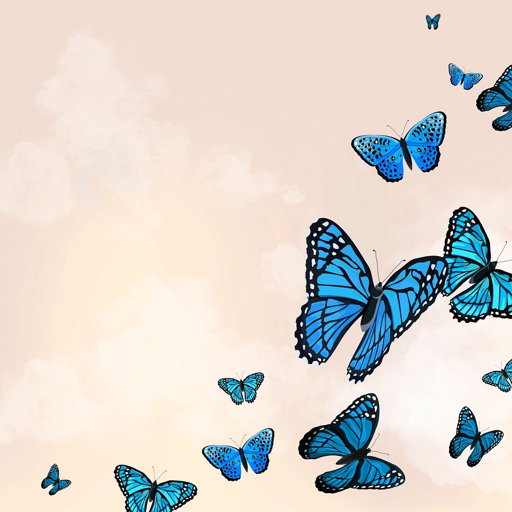Aesthetic butterfly sky illustration background