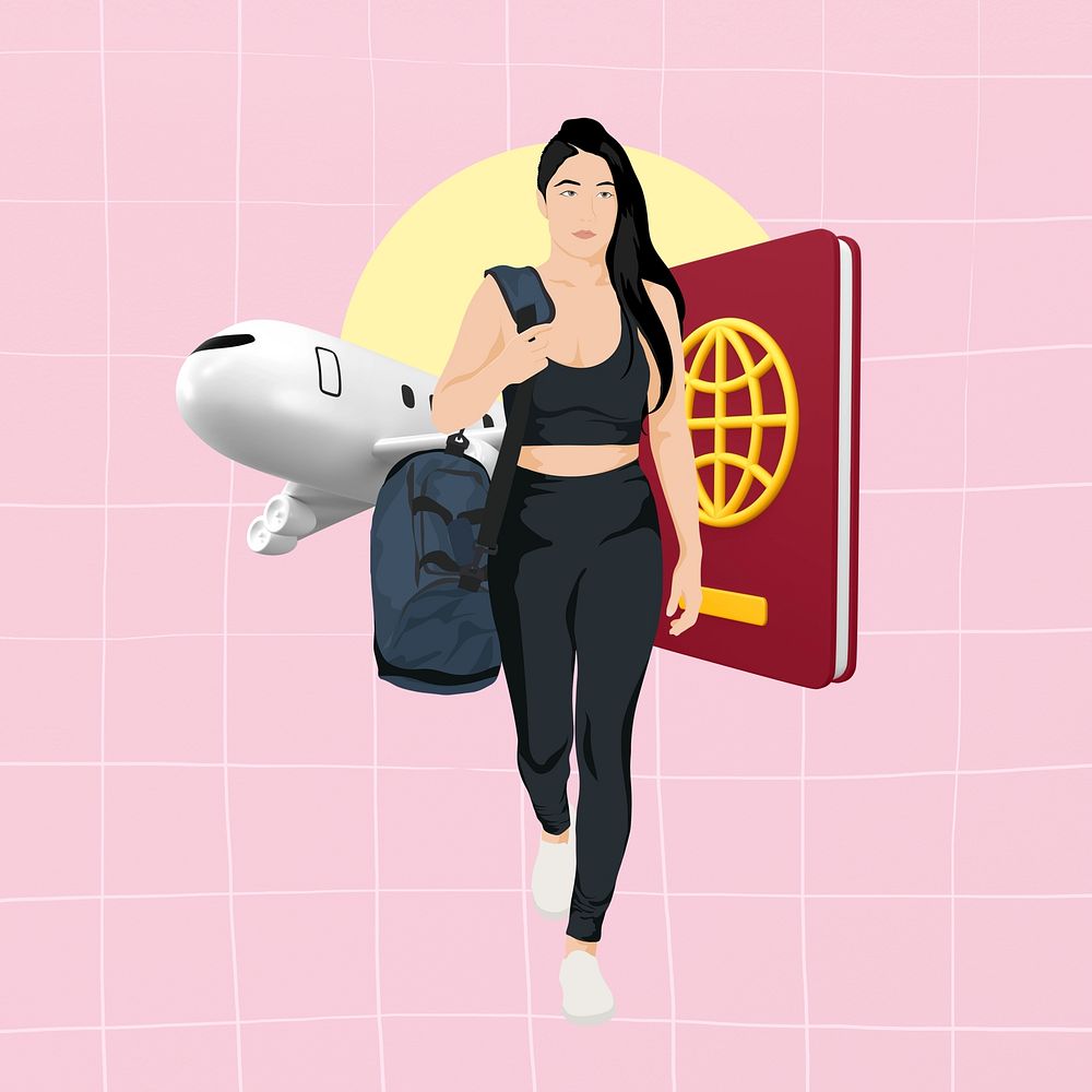 Traveling abroad 3D remix vector illustration