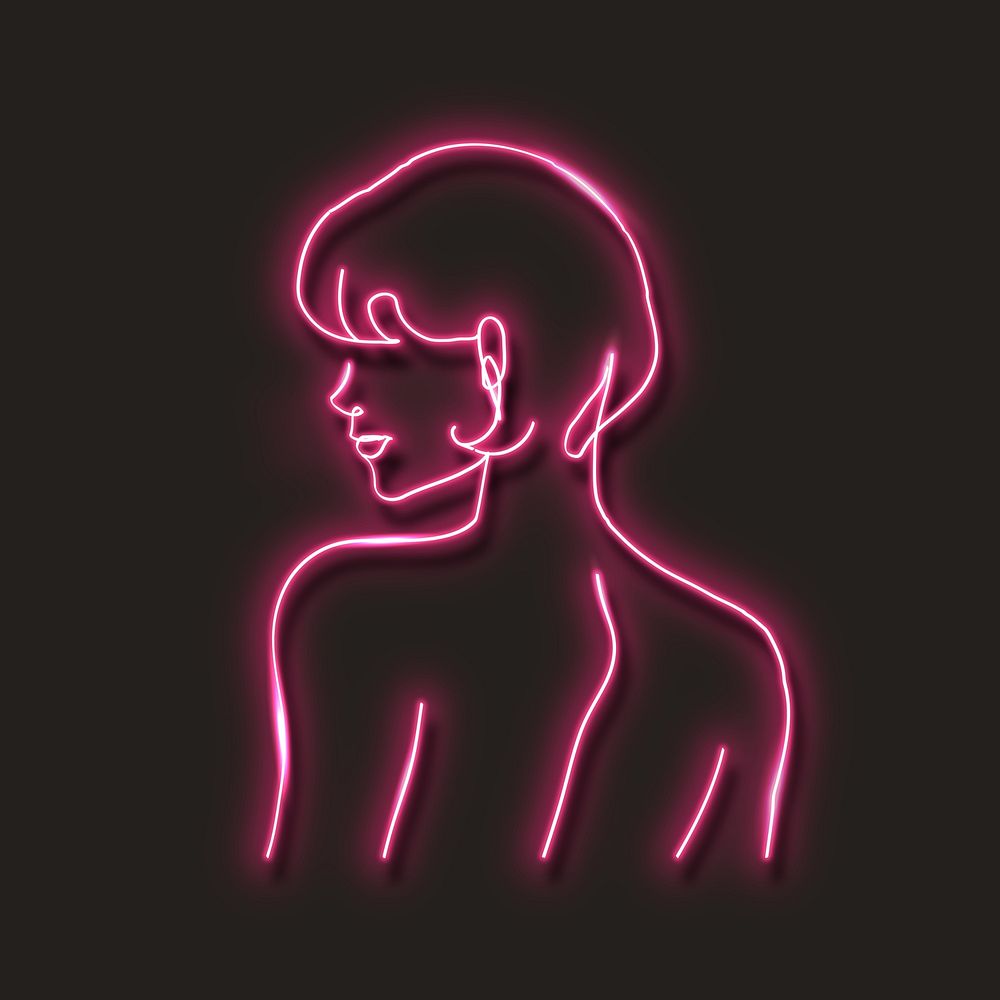 Neon pink woman vector illustration