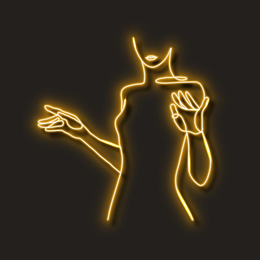 Neon yellow woman vector illustration